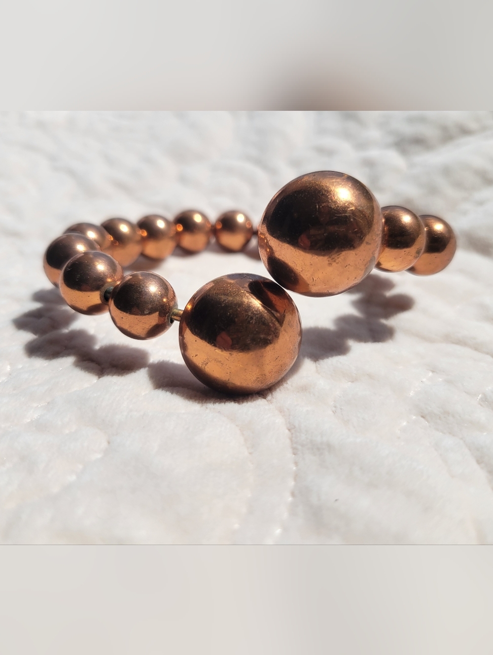 RENOIR Signed Beaded Cuff Bracelet Modern Minimalist